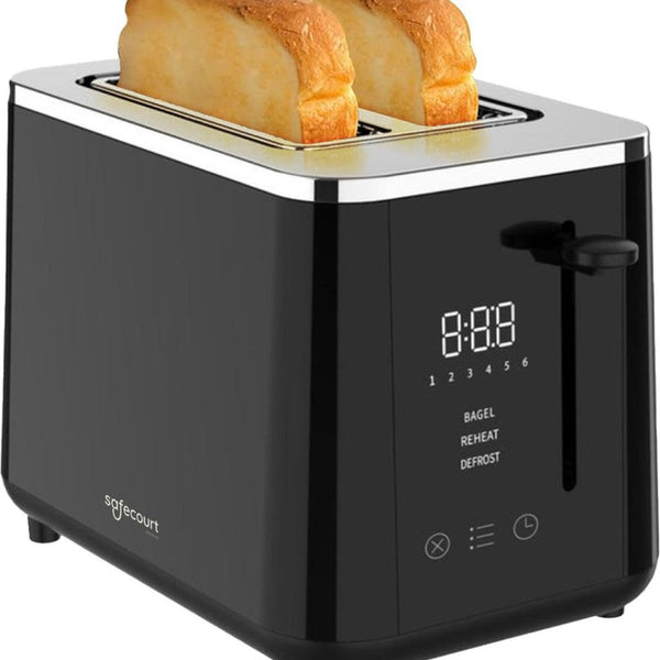 Broodrooster - Extra Breed voor Dik Brood - 6 Warmtestanden - Toaster 920W - Zwart - Safecourt Kitchen