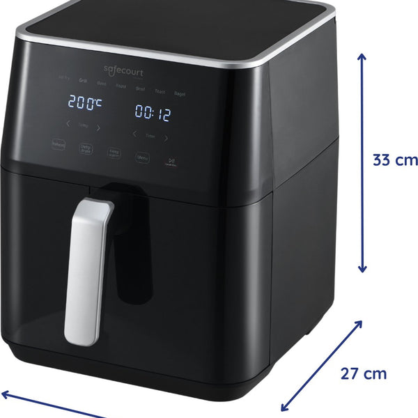 Safecourt Kitchen Airfryer XXL - Heteluchtfriteuse - 1800W - 7L Inhoud - 40ºC tot 200ºC - Zwart