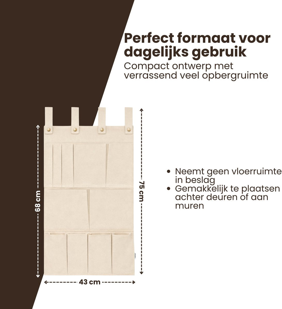 Multifunctionele Hangende Organizer – Creme – 11 Vakken – Opbergen met Stijl & Gemak