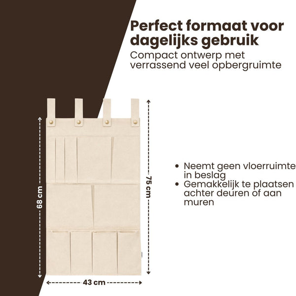 Multifunctionele Hangende Organizer – Creme – 11 Vakken – Opbergen met Stijl & Gemak