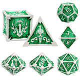 7-delige Metal Dice Set ‘Emerald Skull’