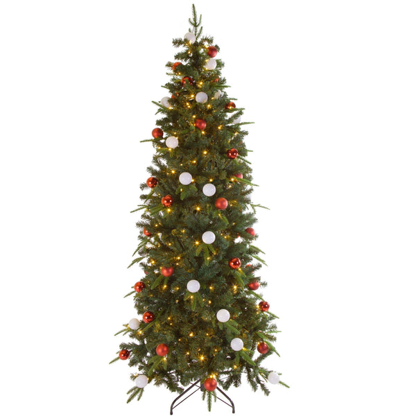 Excellent Trees® Kerstboom met Versiering - Easy Set Up Tree LED Avik Red 210 cm - 310 Lampjes