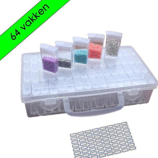 Diamond Painting Opbergdoos 64 vakjes - Inclusief Stickervel