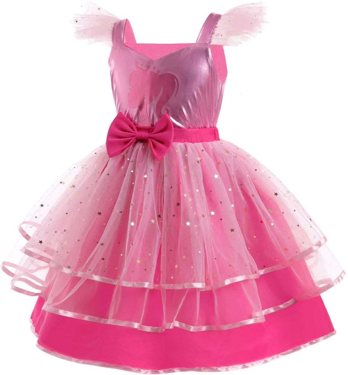 Luxe Barbie Prinsessenjurk Metallic Roze