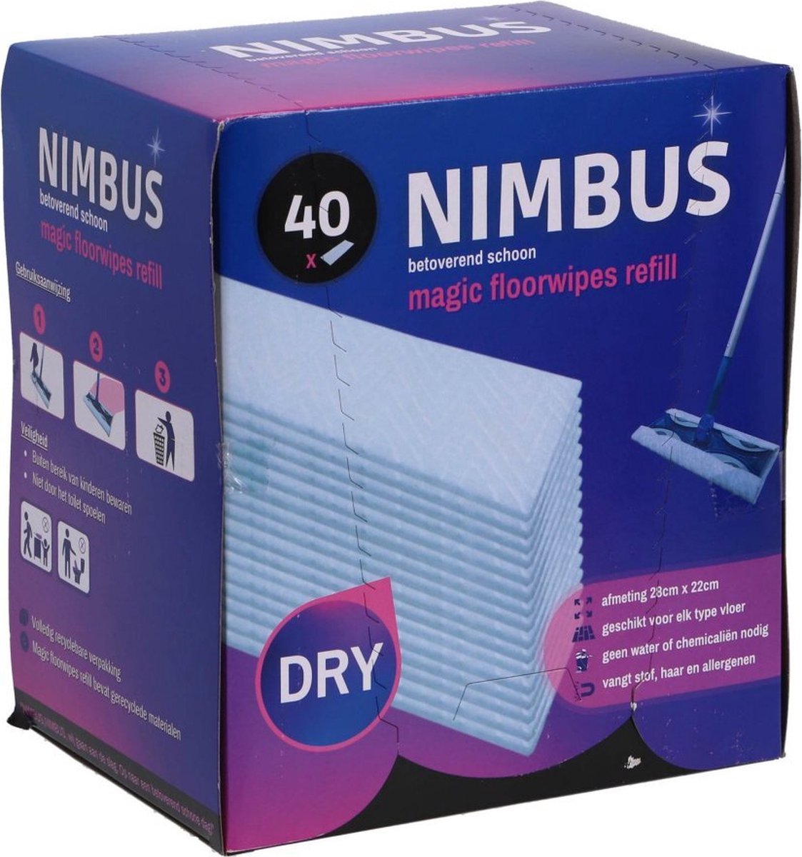 NIMBUS Magic Floorwipes Refill (40x) - Droge Vloerdoekjes - Geschikt voor Swiffer