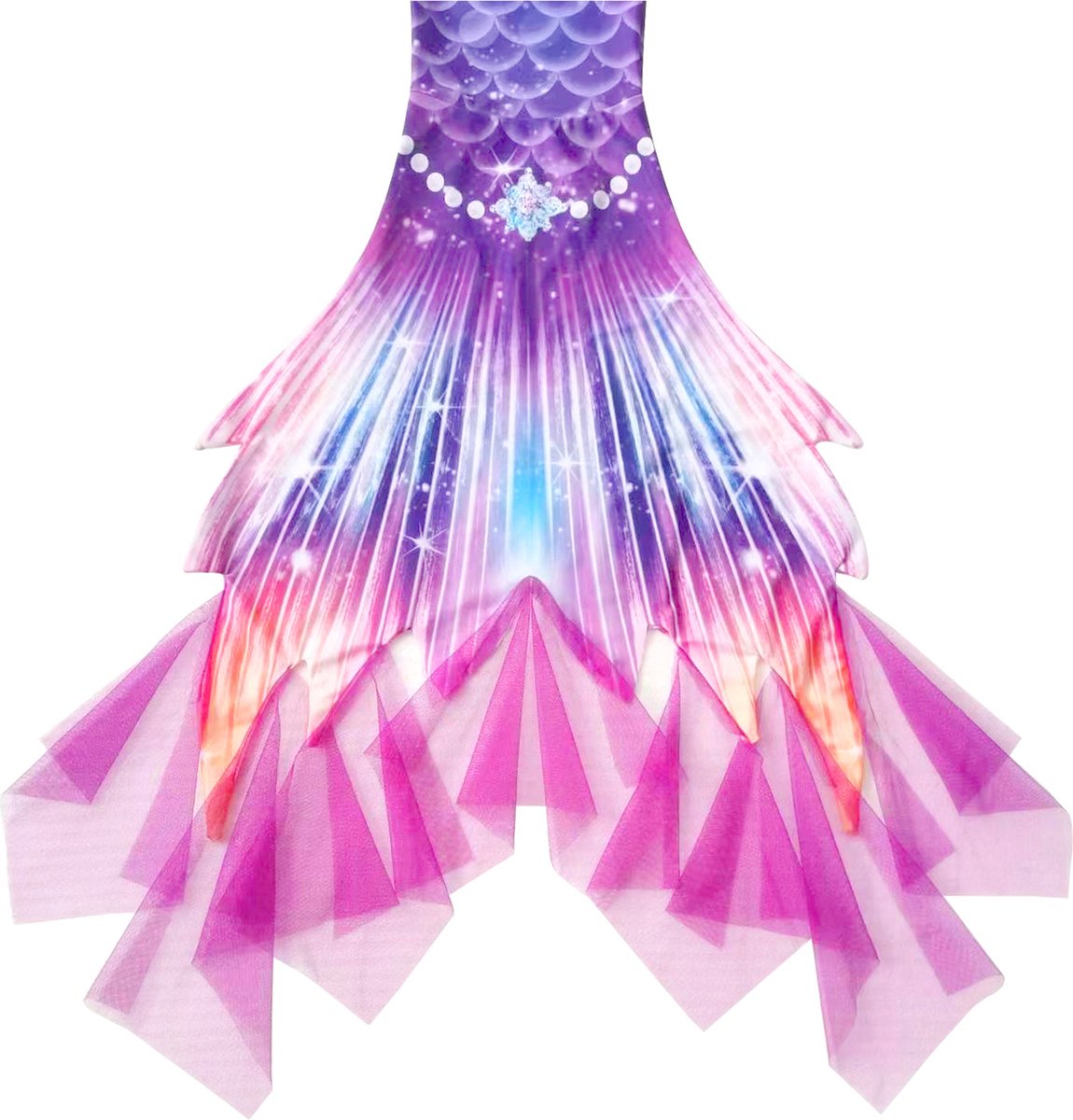 Zeemeerminstaart met bikini verkleed set Blauw, Paars en Roze