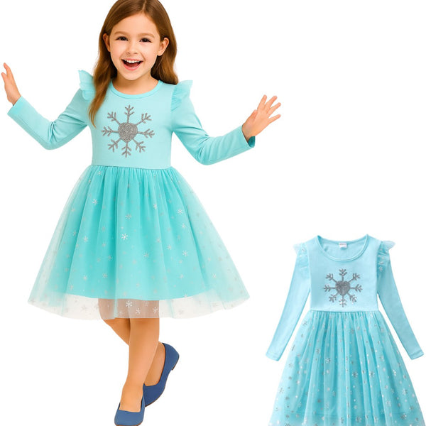 Comfortabele Prinsessenjurk voor Kinderen T-shirt Stof Licht Blauw