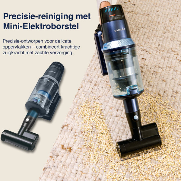 Steelstofzuiger CleanDetect 450W - Kruimeldief - Draadloos - 4 Opzetstukken - Stofzuiger - Zonder zak op accu - Samako
