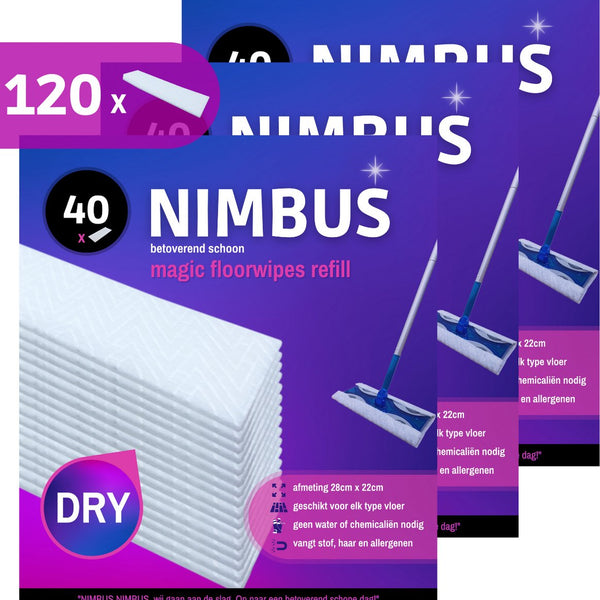 NIMBUS Magic Floorwipes Refill (120x) - Droge Vloerdoekjes - Geschikt voor Swiffer Vloerwisser