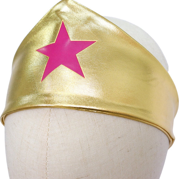 Metallic Superheldin Verkleedjurk met cape en kroon Roze & Paars