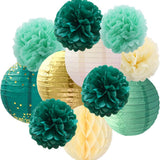 Pompom en Lampionnen Feest Versiering Groen