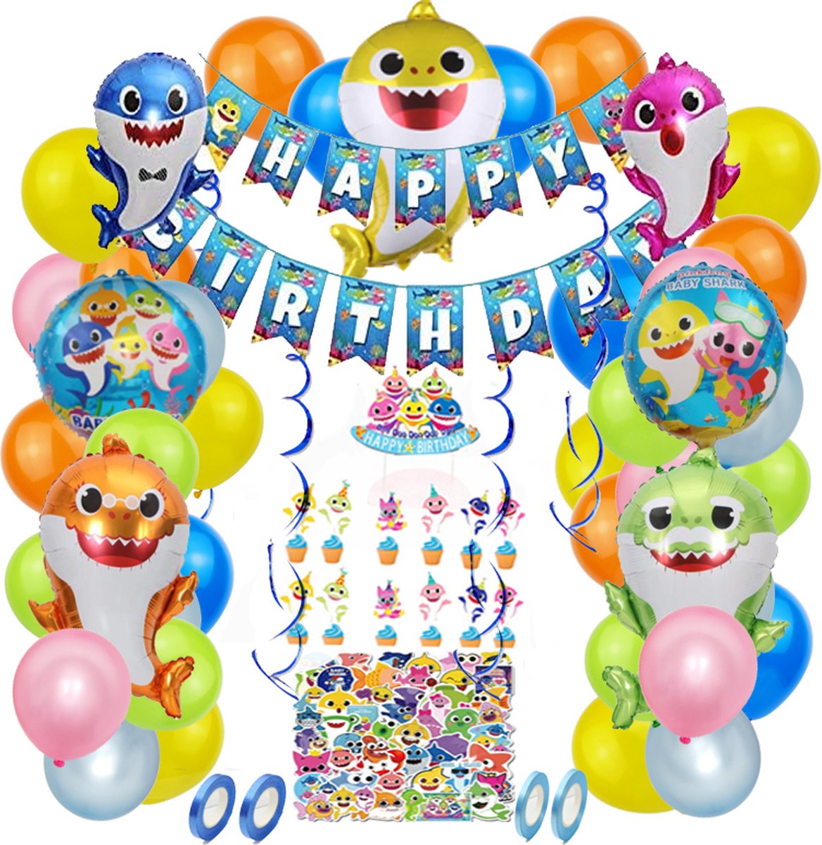 Shark Kinder Verjaardag Versiering 128 stuks