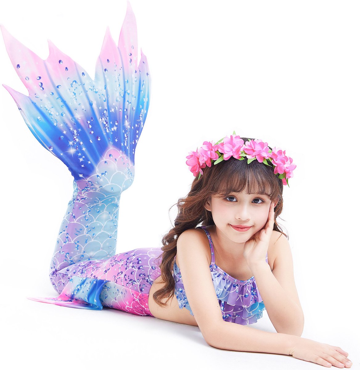 Zeemeerminstaart met bikini verkleed set Blauw en Paars