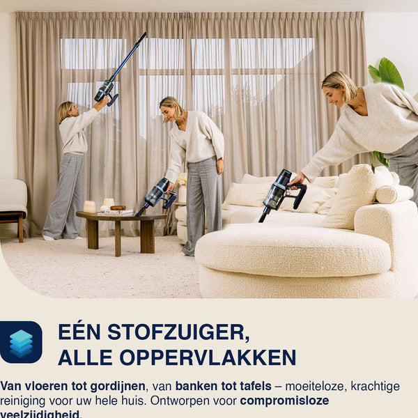 Steelstofzuiger CleanDetect 450W - Kruimeldief - Draadloos - 4 Opzetstukken - Stofzuiger - Zonder zak op accu - Samako