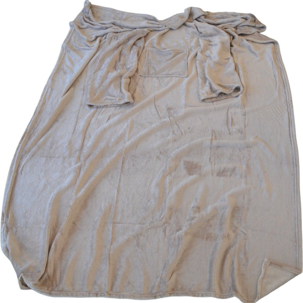 Woondeken met Mouwen - Taupe - 145 x 195 cm - Extra Zacht - Bankkleed - Plaid - Bankplaid - Knuffeldeken