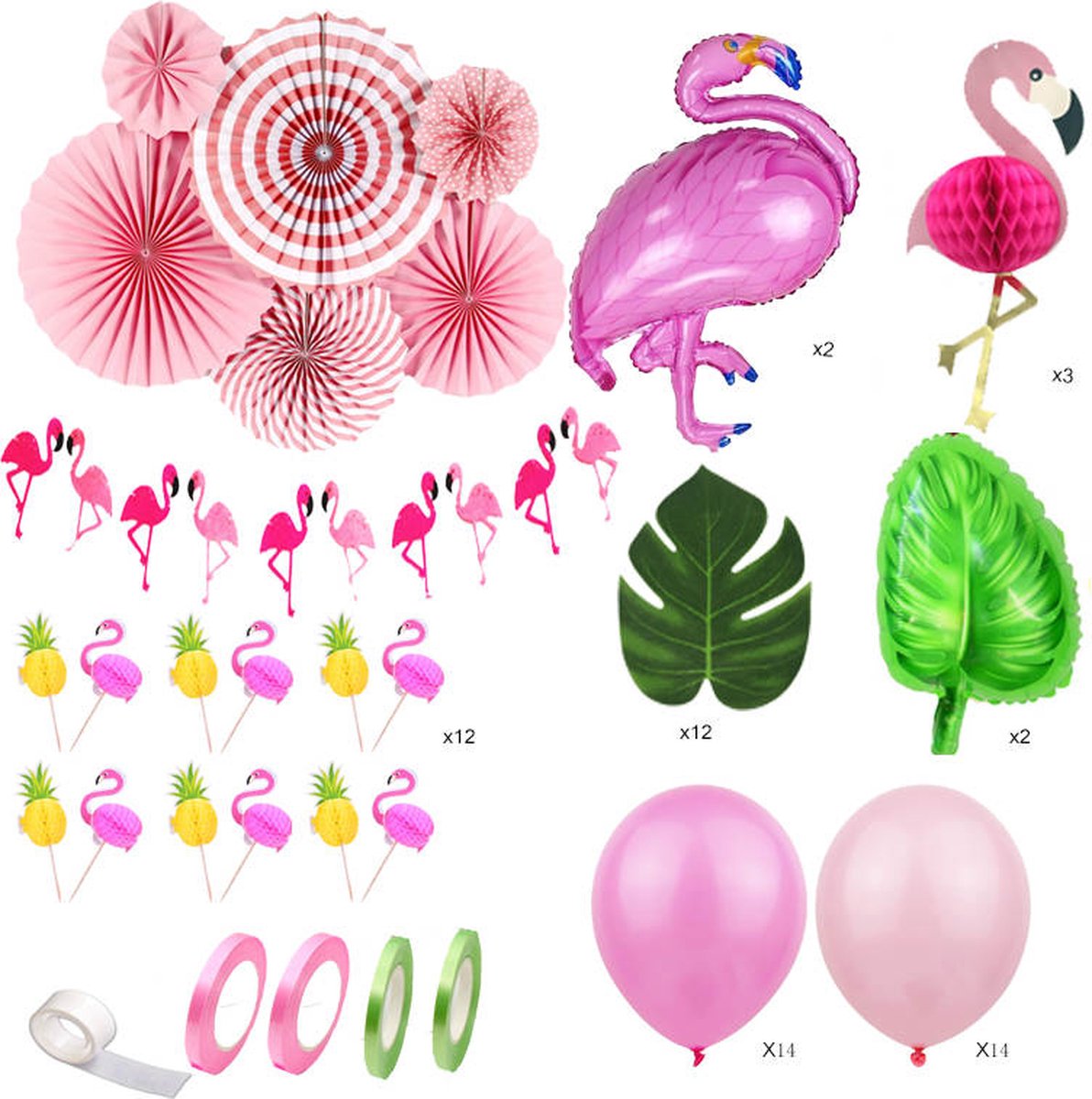 Tropische Flamingo Zomer Feest Versiering 72 Stuks