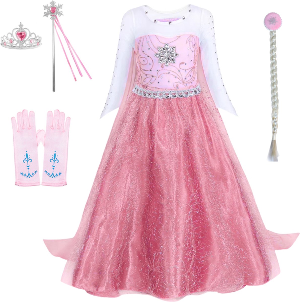 Elsa Verkleed Jurk met Ster Roze