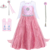 Elsa Verkleed Jurk met Ster Roze