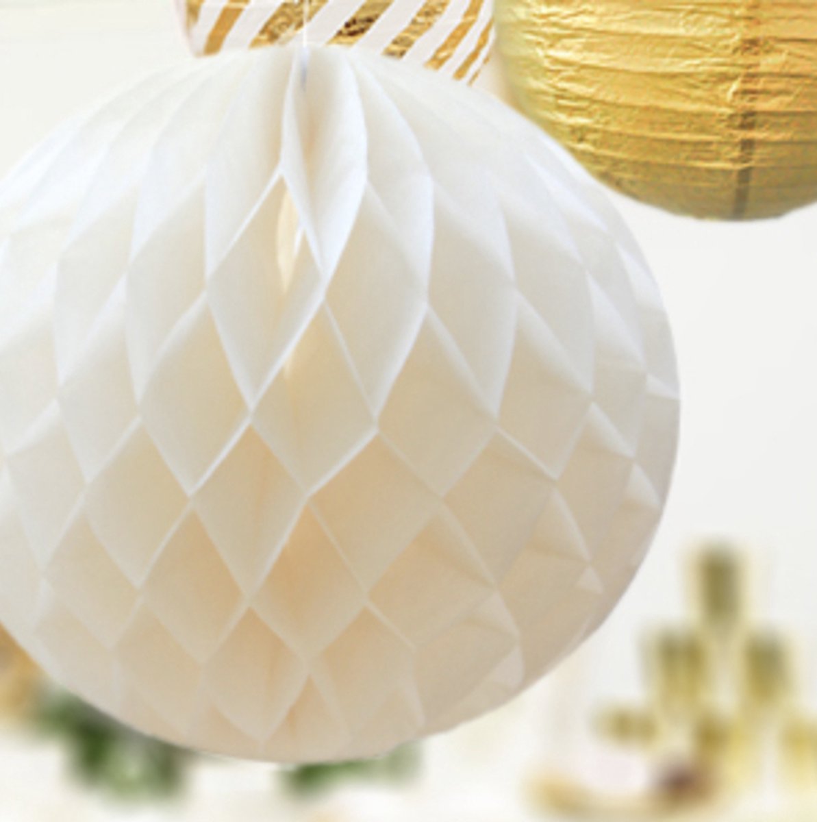 Pompom en Lampionnen Feest Versiering Goud