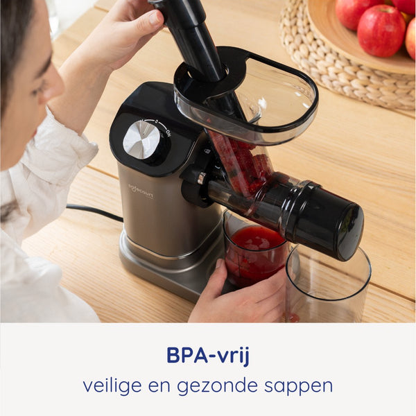 Safecourt Kitchen Slowjuicer - Juicer - Groenten en Fruitpers - BPA-vrij - 700ml - Grijs