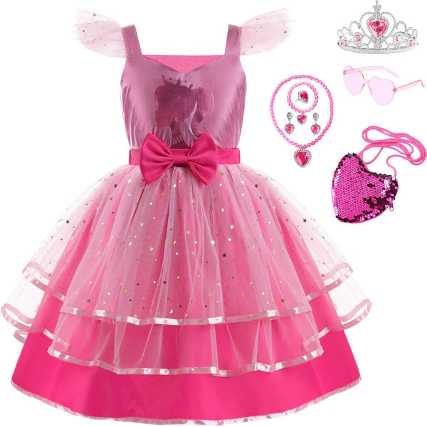 Luxe Barbie Prinsessenjurk Metallic Roze