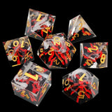 7 delige Resin Dice Set “Eruption Core