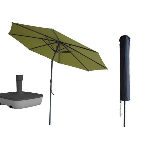 Kopu® Valencia Parasol Rond 300 cm met Beschermhoes en Voet - Olijf