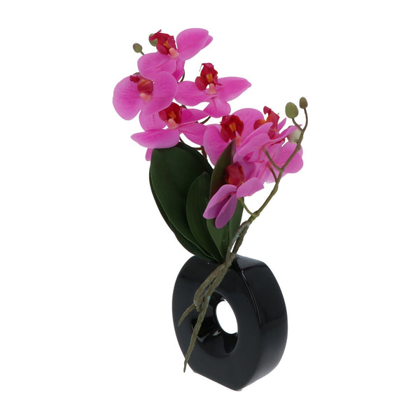 Kopu® Kunstbloem Lila Orchidee 35 cm in zwarte Vaas - Phalenopsis