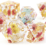 Dungeons and Dragons Dobbelsteen set Transparant met gekleurde Bloemen