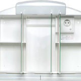 Luxe spiegelkast wit met verlichting en stopcontact 3 deuren 2 laden Alibert