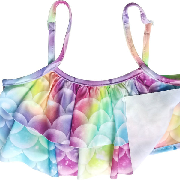 Zeemeerminstaart met bikini verkleed set Blauw, Paars en Roze
