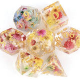 Dungeons and Dragons Dobbelsteen set Transparant met gekleurde Bloemen