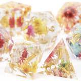 Dungeons and Dragons Dobbelsteen set Transparant met gekleurde Bloemen