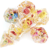 Dungeons and Dragons Dobbelsteen set Transparant met gekleurde Bloemen