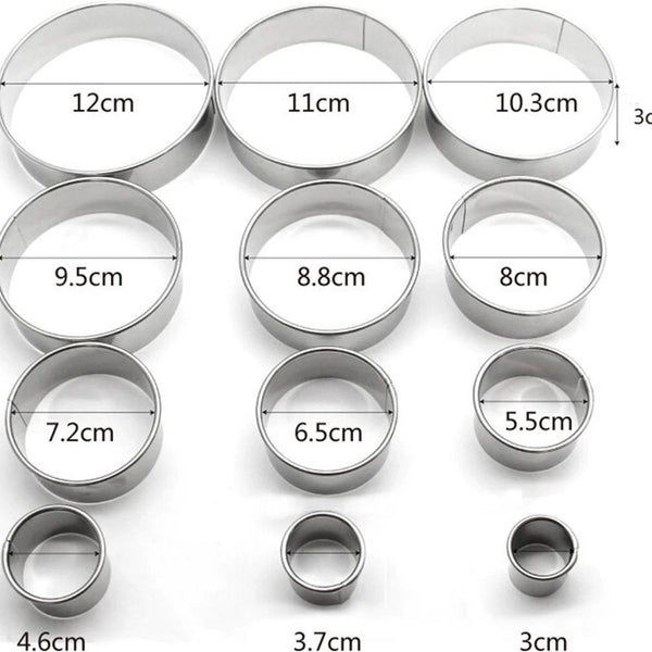 Uitsteekringen set - Uitsteekvormen - Uitsteekringen - Rond - Set van 12 - RVS - Meerdere formaten