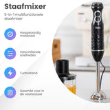 GoodForce RVS Staafmixer - 6 in 1 Staafmixer Set met Hakmolen - Smoothiemaker- Garde - Klopper - 600 ml Mengbeker