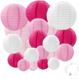 20 Stuks Lampionnen Feest Versiering Set Roze