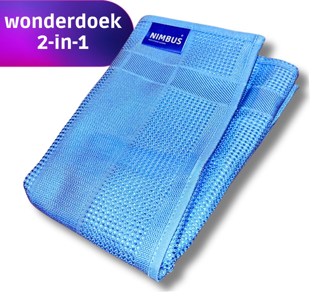 NIMBUS Wonderdoek 2-in-1 – Microvezeldoek – Ramen zemen & drogen tegelijk – Streeploos resultaat – Raamdoek 60x40cm