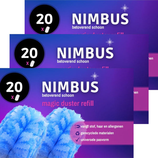 NIMBUS Magic Duster Refill - 60 Navullingen (3x20) - Geschikt voor Swiffer Handvat