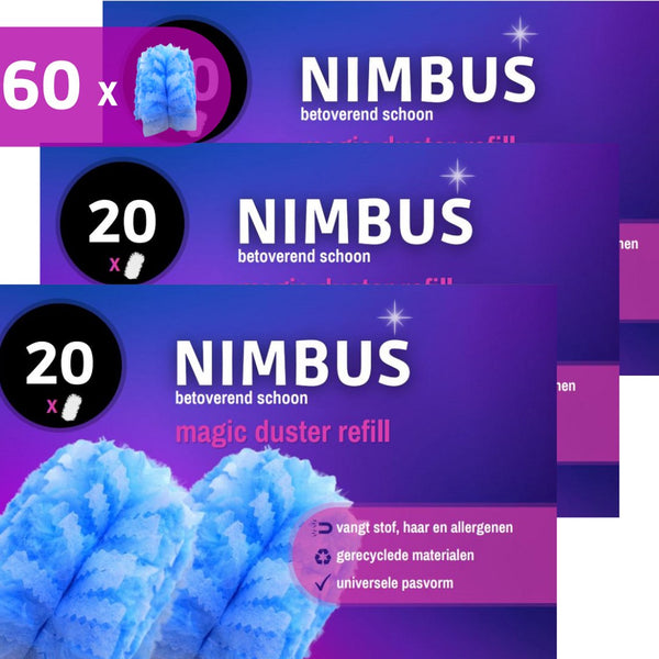 NIMBUS Magic Duster Refill - 60 Navullingen (3x20) - Geschikt voor Swiffer Handvat