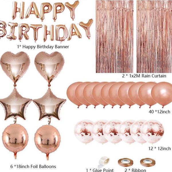 Rose Goud Verjaardag Versiering 79 stuks