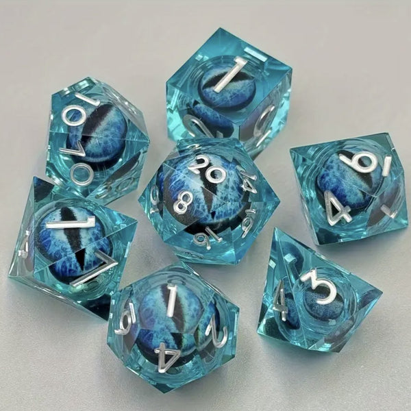 Dungeons and Dragons Dobbelsteen set Blauw met Oog in de Stenen