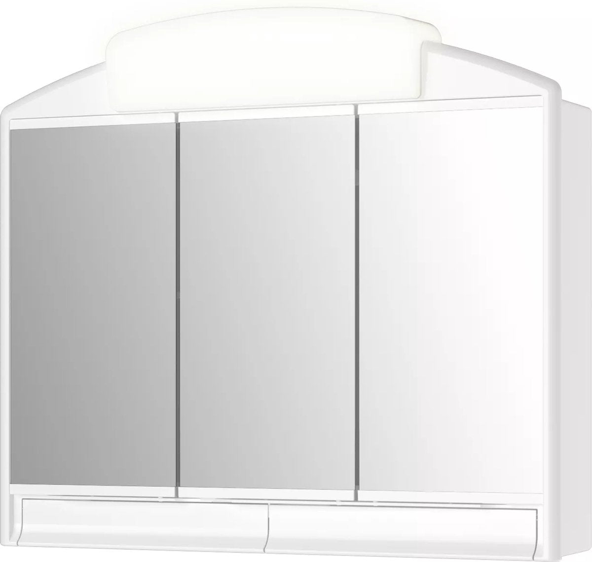 Luxe spiegelkast wit met verlichting en stopcontact 3 deuren 2 laden Alibert