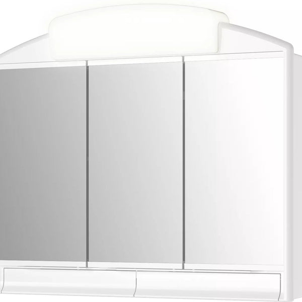 Luxe spiegelkast wit met verlichting en stopcontact 3 deuren 2 laden Alibert