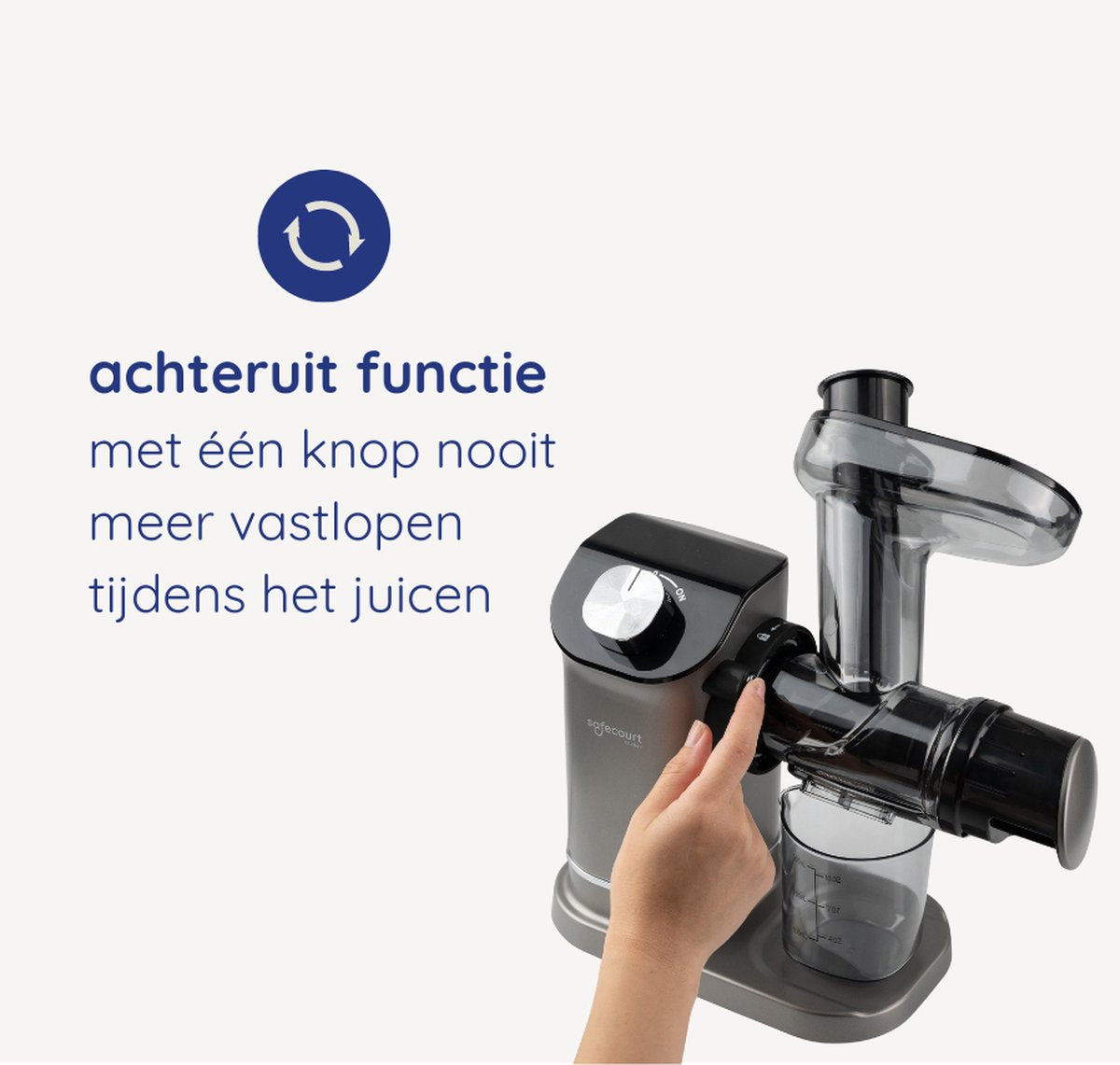 Safecourt Kitchen Slowjuicer - Juicer - Groenten en Fruitpers - BPA-vrij - 700ml - Grijs