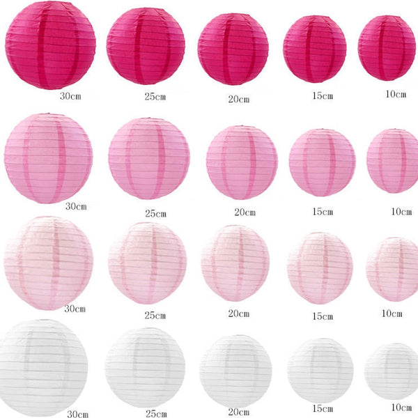 20 Stuks Lampionnen Feest Versiering Set Roze