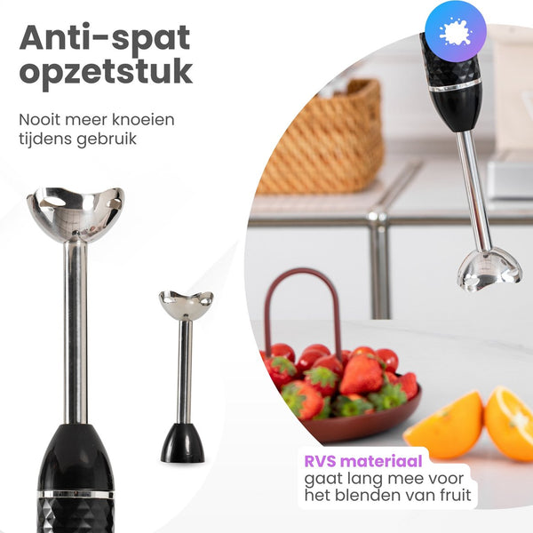 GoodForce RVS Staafmixer - 6 in 1 Staafmixer Set met Hakmolen - Smoothiemaker- Garde - Klopper - 600 ml Mengbeker