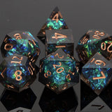 Dungeons and Dragons Dobbelsteen set Donker met Groene en Blauwe Effecten