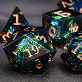 Dungeons and Dragons Dobbelsteen set Donker met Groene en Blauwe Effecten