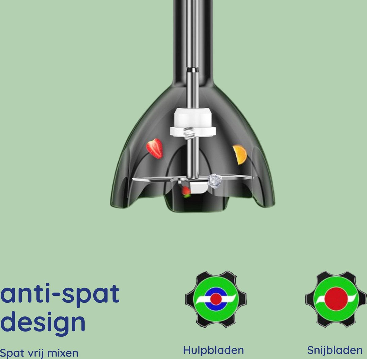 Safecourt Kitchen 6-delige Staafmixer Set - 1000 Watt - Hakmolen - 20 Snelheden - Inclusief Melkopschuimer & Maatbeker